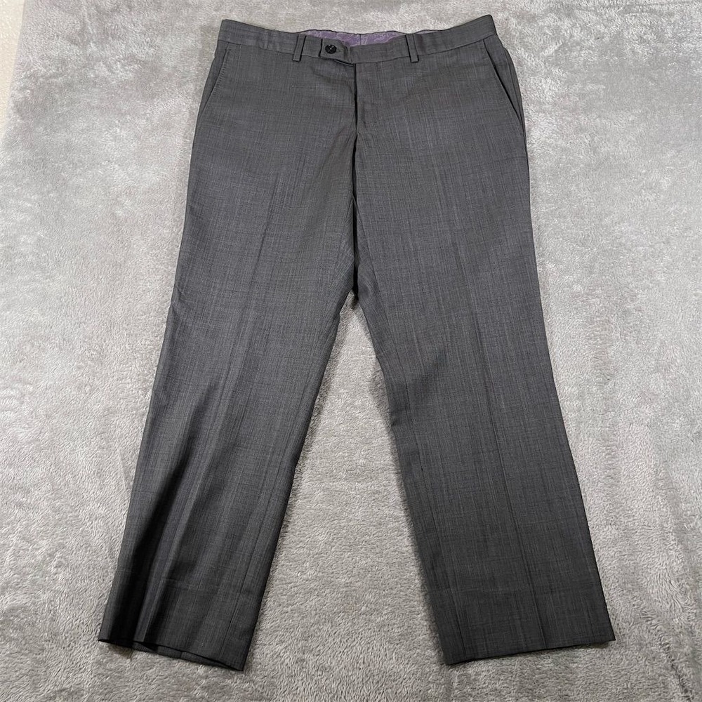 Ted Baker Men's Gray Wool Pleated Dress Pants Size 35x28